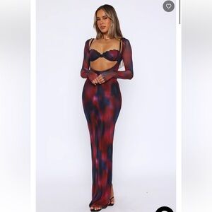 White Fox: Let Me Think Long Sleeve Maxi Dress Raspberry Rhapsody in XS NWT!